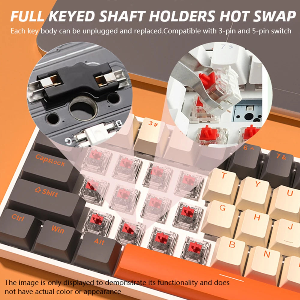 G68 Bluetooth Wireless Gaming Mechanical Keyboard Custom RGB Light Hot-Swappable Switch 68 Keys
